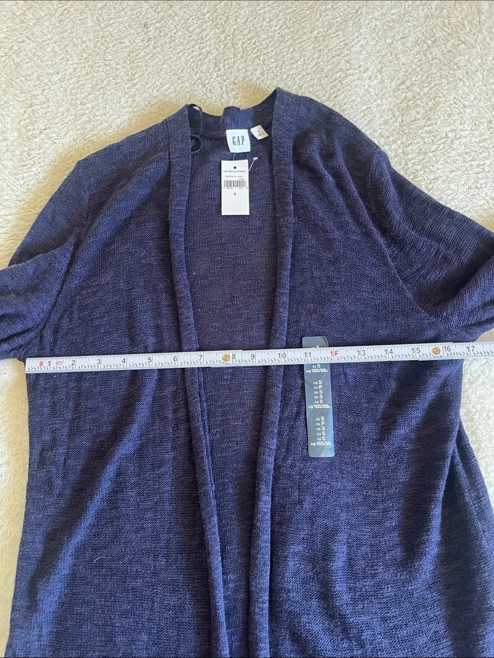 GAP Navy Blue Slub Shawl Open Front Cardigan Sweater NWT Size S